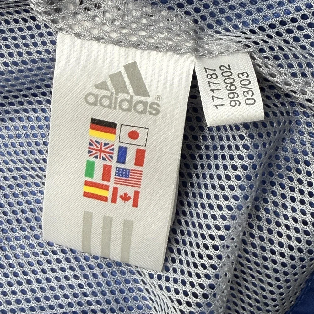 Vintage Adidas Jacket Mens L Blue Colorblock Windbreaker Full Zip Lined